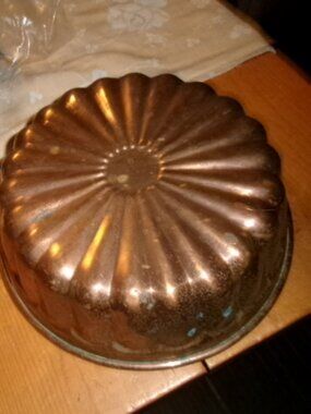 vintage copper jello cake mold sunburst tin inside 8 in mold